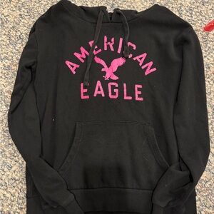 American Eagle Outfitters Black Hoodie with Pink Logo